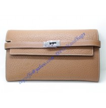 Hermes Kelly Long Wallet HW708 light brown